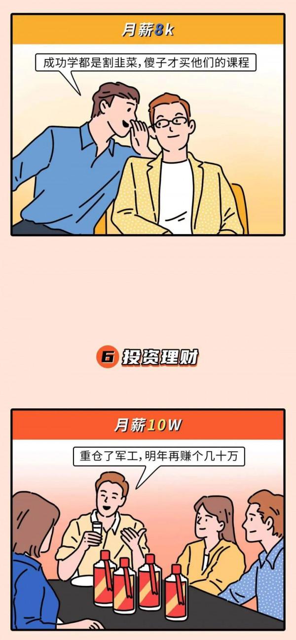 漫畫:月薪8千vs月薪2萬vs月薪10萬的朋友圈 漫畫:月薪8千vs月薪2萬vs月薪10萬的朋友圈