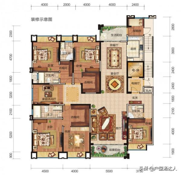 值得收藏的400平方米頂級大宅戶型