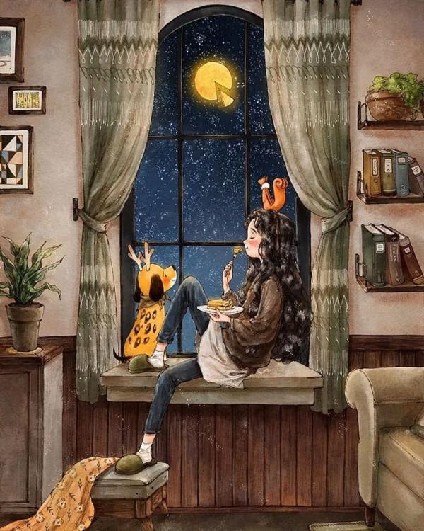 每日插畫｜aeppol的治癒系森林少女日記，休息一會兒再走也沒關係