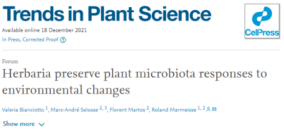 Trends in Plant Sci. | 對博物館館藏植物標本進行系統分析評估全球長期環境變化對植物-微生物群互作的影響