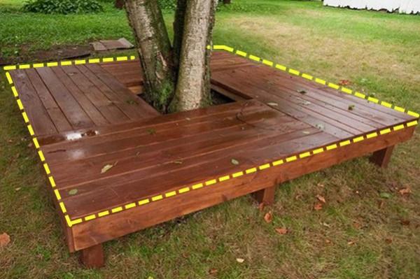 院子裡要是種了樹，就在底下圍一圈卡座地臺，睡覺乘涼給院子加分