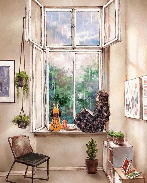 每日插畫｜aeppol的治癒系森林少女日記，休息一會兒再走也沒關係