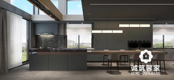 頤和美地現代風，黑色烤漆櫥櫃搭配長條島臺，效果不錯