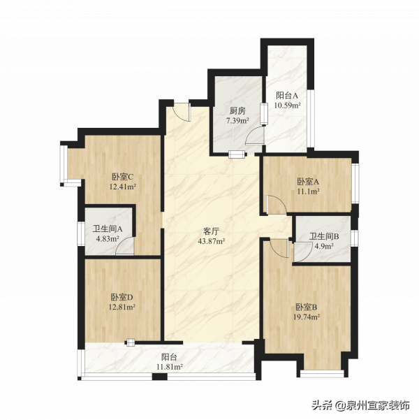 164平四居室,現代簡約設計,高階感也能節省開支 164平四居室,現代簡約設計,高階感也能節省開支