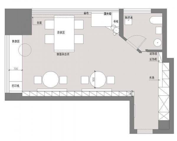 49平米的公寓改變成工作區，滿足功能需求，並引入光影效果