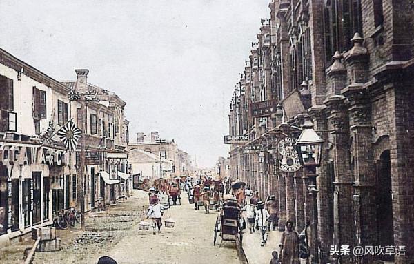 清末時期的武漢漢口，巨人高達兩米二八，街頭挑茶工絡繹不絕