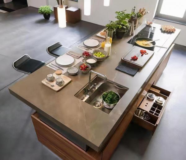 開放式廚房這樣設計：餐桌+島臺一體化，功能、實用性增加一倍