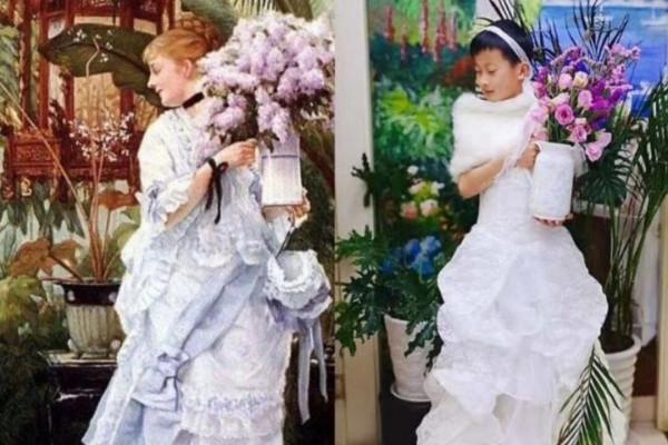 老師要求模仿“世界名畫”，看到學生的仿品，網友：欠你個奧斯卡