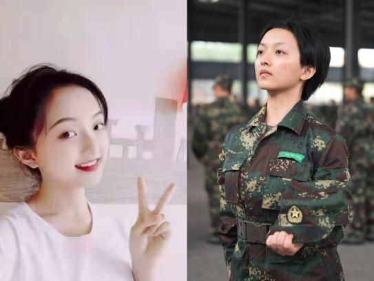 入伍前後對比照：軍營滿月“大變身”