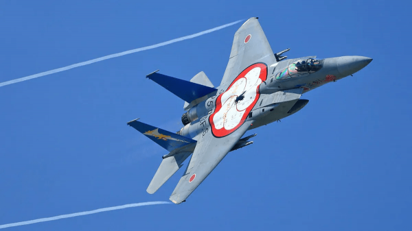 日本疑似墜海F15身份確定，前艙是假想敵司令，飛機塗有老虎條紋