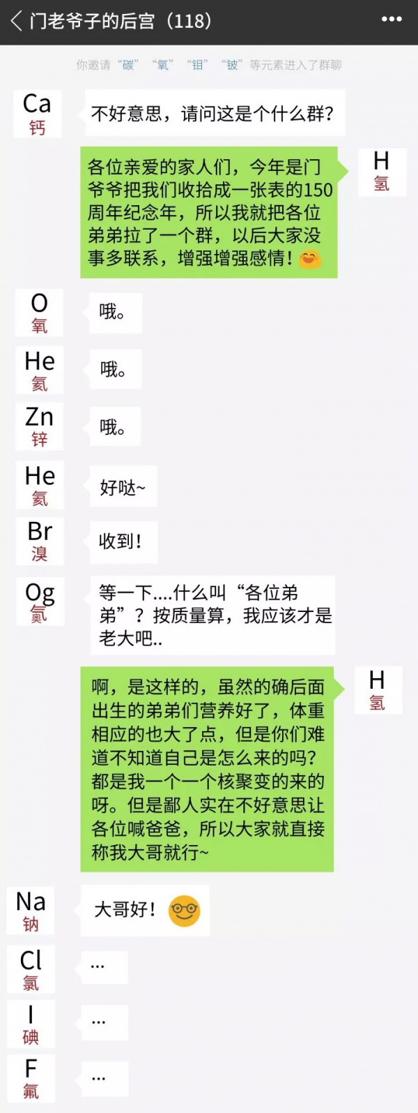 「趣味化學」如果給118種化學元素拉個群,它們會聊點啥? 「趣味化學」如果給118種化學元素拉個群,它們會聊點啥?