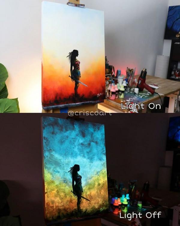 關掉電燈“枯木變璀璨花樹”，超狂創作將名畫玩出新高度美翻