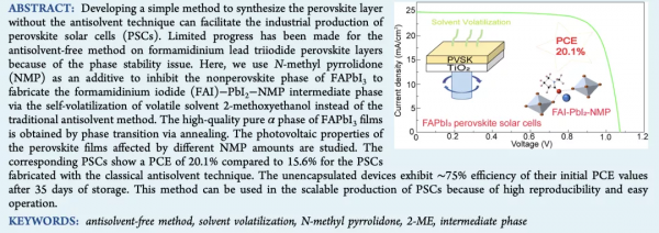 ACS Appl&period; Energy Mater&period;--溶劑自揮發製備FAPbI3鈣鈦礦薄膜