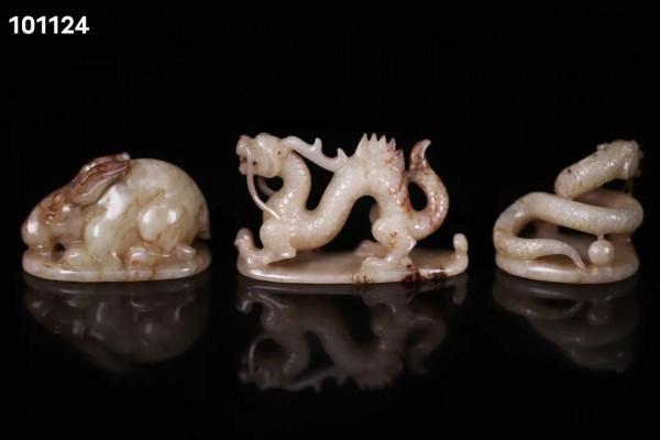 漢代，老和田玉十二生肖玉雕擺件一套、題材好、完整一套、