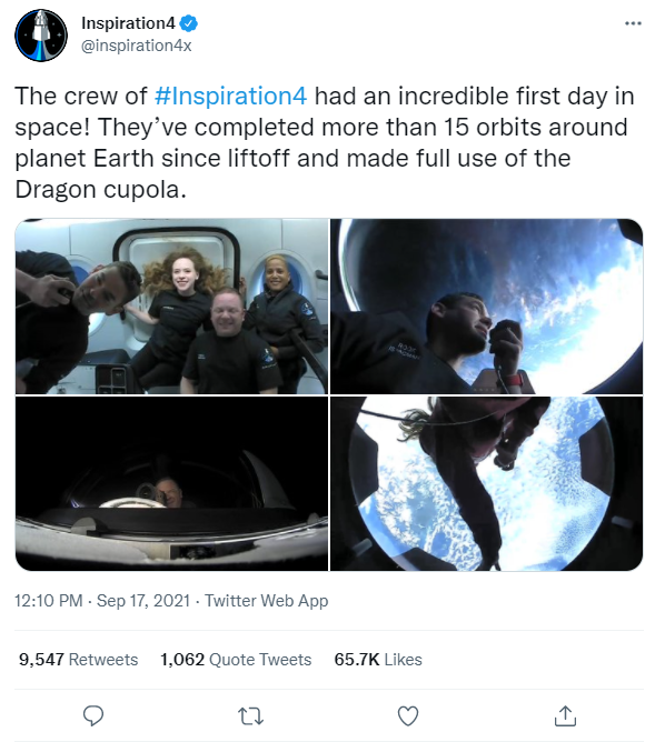 SpaceX素人太空旅今晚結束,又翻跟頭又彈琴,4個人在太空艙玩嗨了 SpaceX素人太空旅今晚結束,又翻跟頭又彈琴,4個人在太空艙玩嗨了