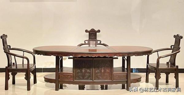 大紅酸枝腰型泡茶桌