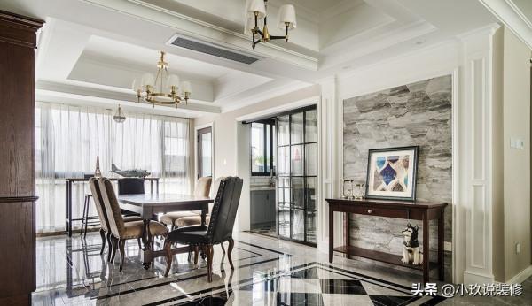 158㎡美式混搭裝修，全屋配色賞心悅目，背景牆更是讓人眼前一亮