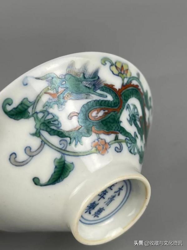 雍正鬥彩穿花龍紋斗笠碗鑑賞