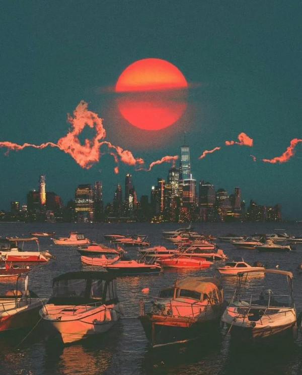 奇思妙想版日月與山川‖漫畫桌布