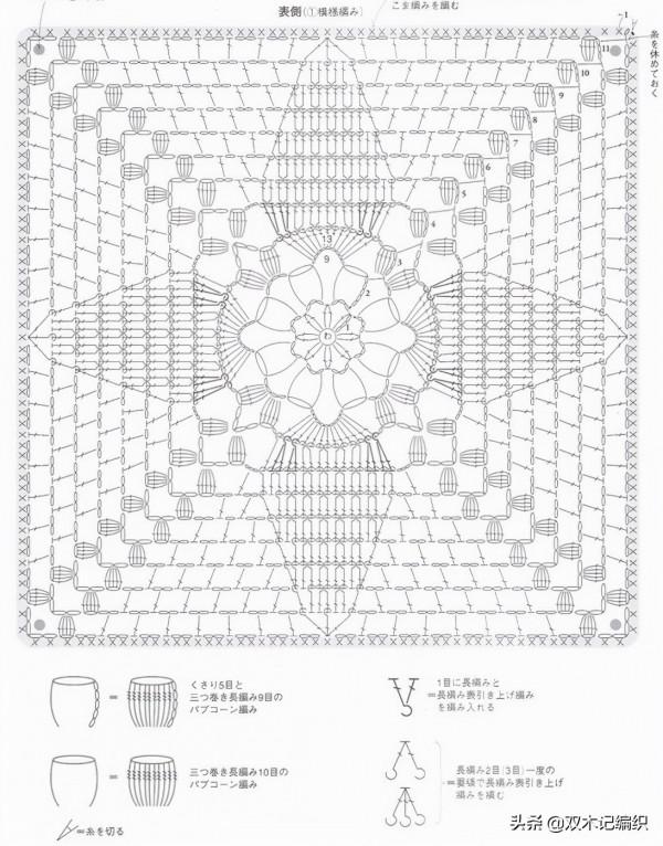 很實用的鉤織四角坐墊，附圖解