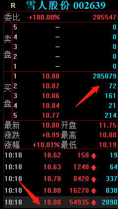 雪人股份漲停板大戰，機構投入1.1億封板，慘當接盤俠啊