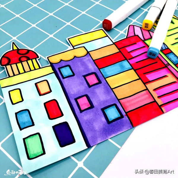 教程丨少兒美術課程《車水馬龍的城市》