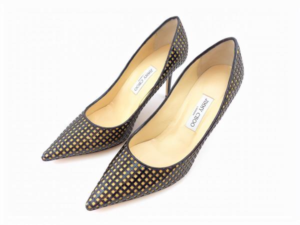 Jimmy Choo 平衡黑色漆皮/裸色網眼高跟鞋 Jimmy Choo 平衡黑色漆皮/裸色網眼高跟鞋