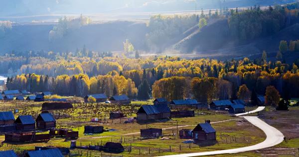 秋天的新疆，美成了桌布
