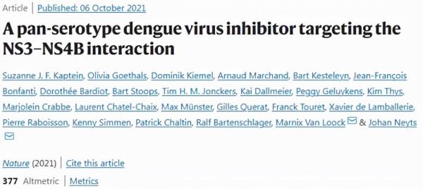 Nature：重大進展！強效化合物JNJ-A07可有效抑制登革熱病毒複製