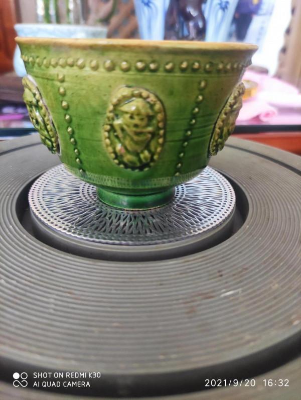 北齊山西窯綠釉貼塑茶盞公元550年作品 北齊山西窯綠釉貼塑茶盞公元550年作品