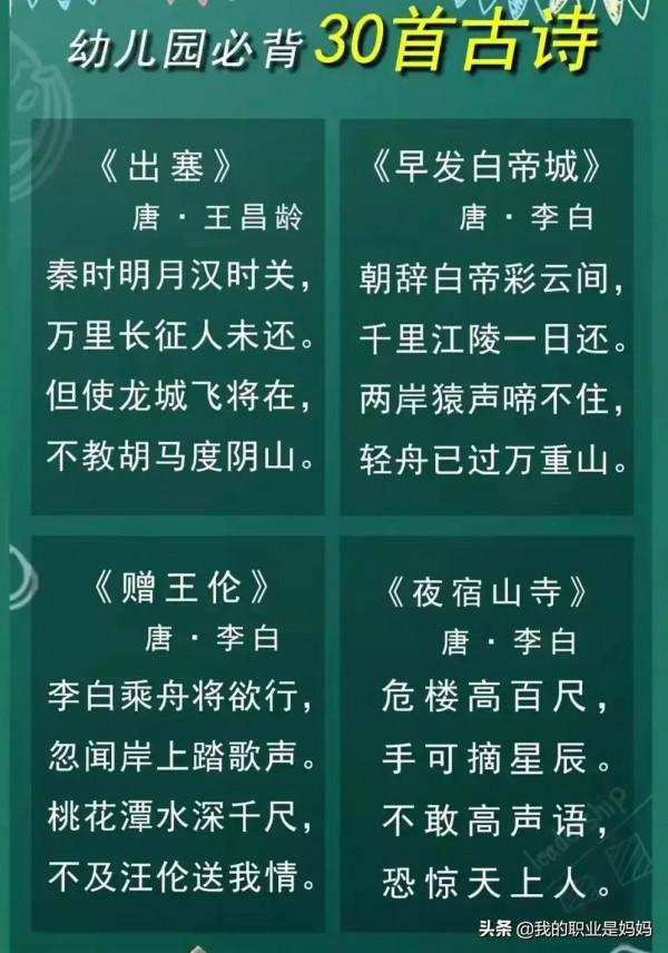 幼兒園到初中 必背的古詩詞 值得收藏 幼兒園到初中 必背的古詩詞 值得收藏