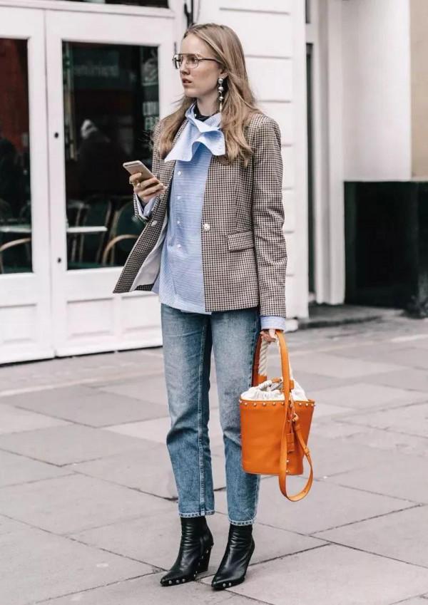 格子西裝搭配牛仔看過來