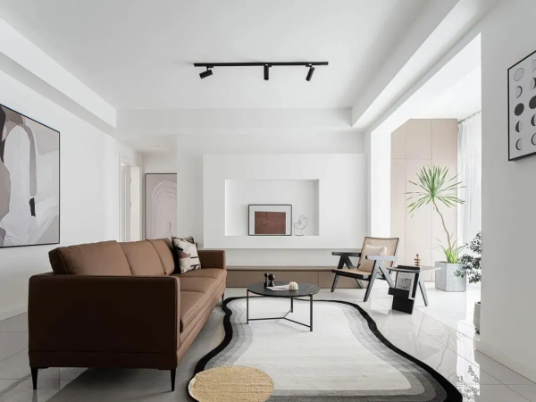 138㎡北歐風格裝修，客廳大面積留白+深咖色設計，這顏值絕了