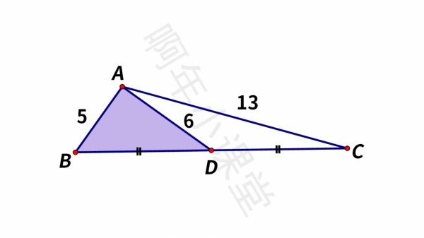 已知AB=5，AD=6，AC=13，BD=CD，求△ABD面積