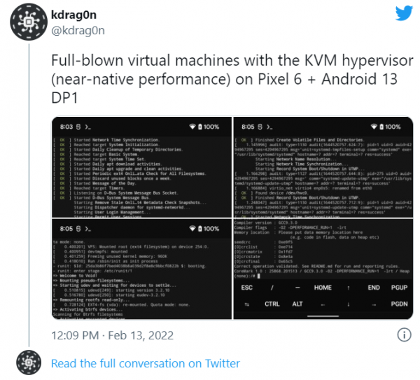 Android 13 立功！谷歌 Pixel 6 成功執行 Win11 虛擬機器