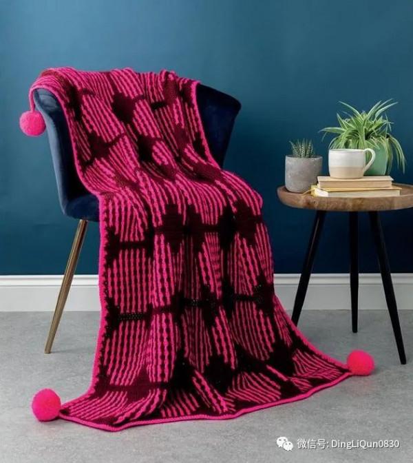 「針織作品」最新的用馬賽克編織技術製作的毯子及家居小物