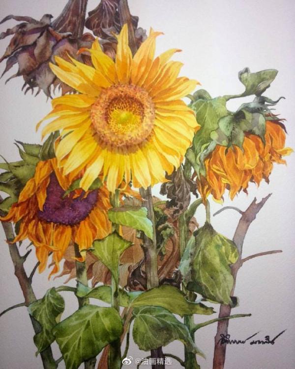 這位泰國畫家筆下的向日葵,每一朵都有生命和靈魂 這位泰國畫家筆下的向日葵,每一朵都有生命和靈魂