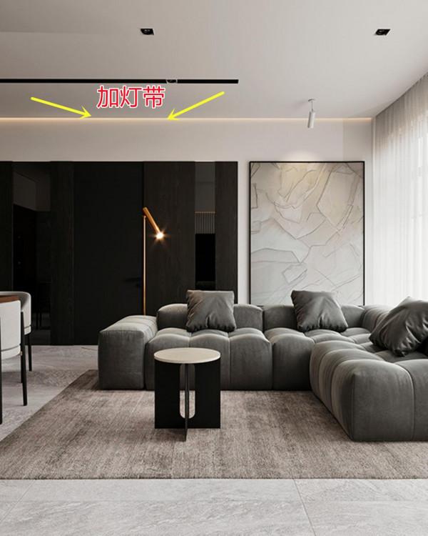 天花板沿邊留條陰影縫，2公分寬簡潔高階，這活工人還不願意幹