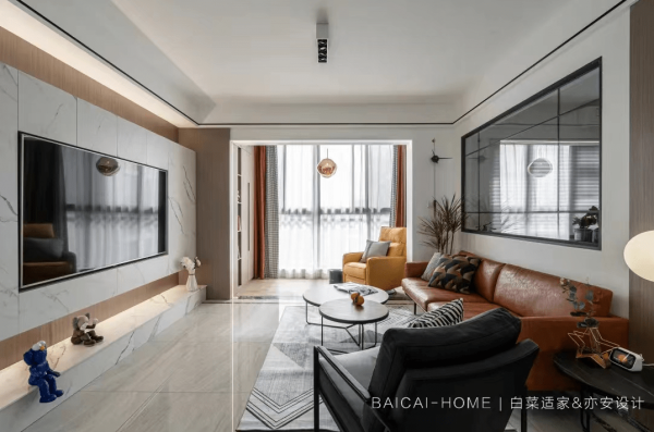 現代輕奢：91平精裝房改造，用色彩創造時尚之家