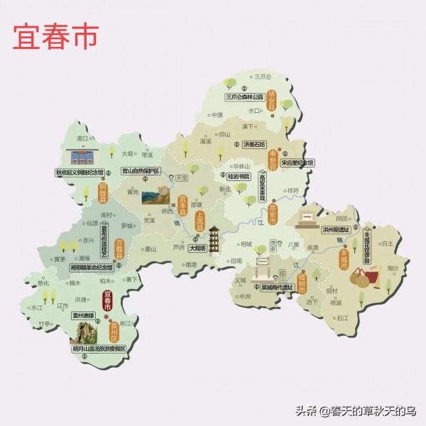 江西省的各大旅遊城市景區地圖