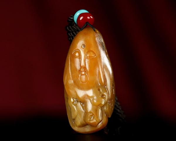 黃玉籽料，地藏王