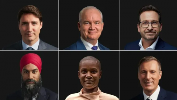 加拿大全民出動 大排長龍為投票 華人空前踴躍 特魯多1家5口被圍住