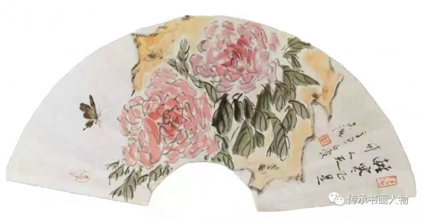 吳強先生寫意牡丹扇面賞析 吳強先生寫意牡丹扇面賞析