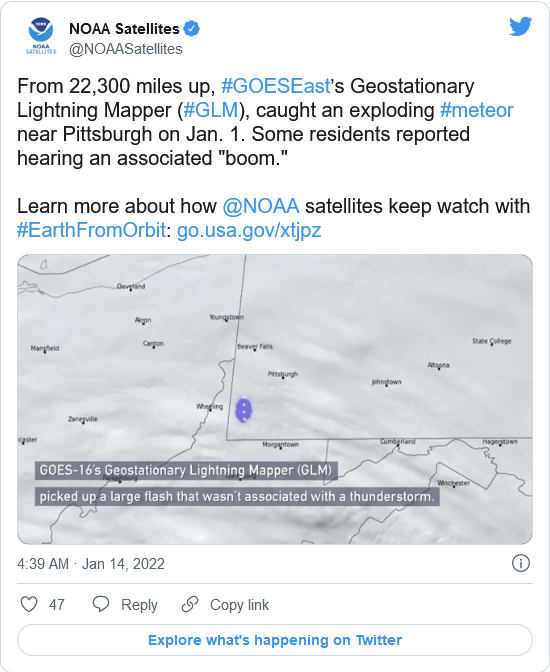 氣象衛星從太空尋找閃電 發現進入地球大氣層的流星
