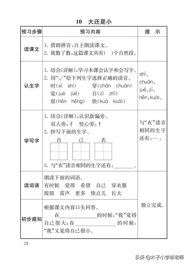 一年級預習卡來啦,預習能夠發現自己學習中存在的知識盲點 一年級預習卡來啦,預習能夠發現自己學習中存在的知識盲點