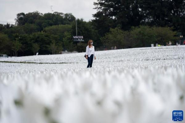 美國華盛頓:66萬面白色旗幟悼念新冠逝者 美國華盛頓:66萬面白色旗幟悼念新冠逝者