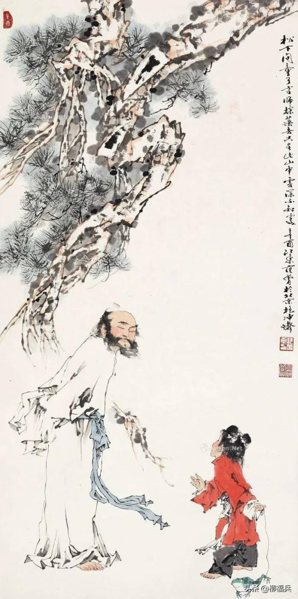 二十多位畫家創作的《松下問童子》看看哪幅更符合您想象中的意境