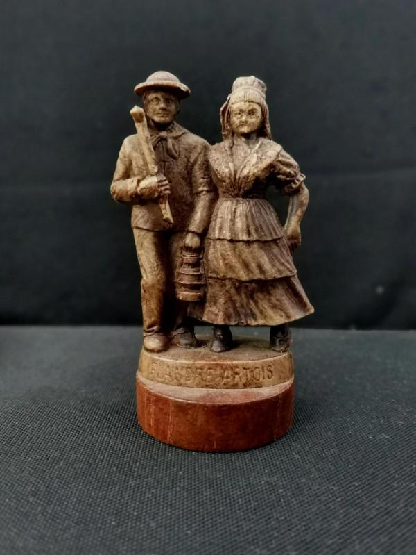 西洋老物件「法國煤礦工 夫妻」人像雕