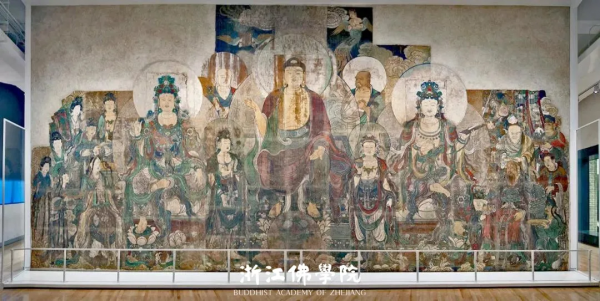 元代11.11米“彌勒說法圖”壁畫，1925年被切割成60多塊剝走，現館藏於加拿大