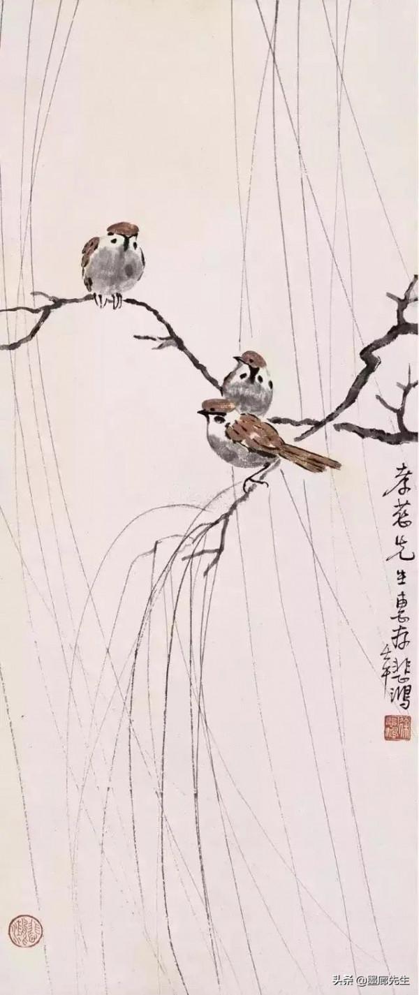 齊白石、徐悲鴻、黃胄三位大師畫麻雀各有品味 齊白石、徐悲鴻、黃胄三位大師畫麻雀各有品味